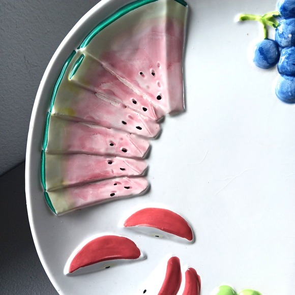 VTG Himark Platter 3D Fruit Large Ceramic MUNCH TIME Japan 11"X14" Party Cottage - Picture 2 of 9